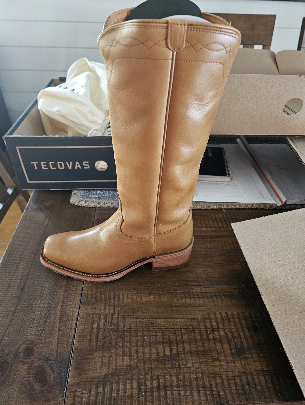 Tecovas Women's Tall Leather Western Boots - Saddle Brown - Picture 3 of 4